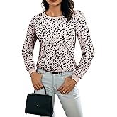 BLENCOT Long Sleeve Tops for Women Crewneck Leopard Print Casual Blouse Trendy Fall Sweatshirt Graphic Tunic Winter Clothing