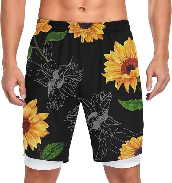 Mnsruu Watercolor Sunflower Floral Men�s Shorts Workout