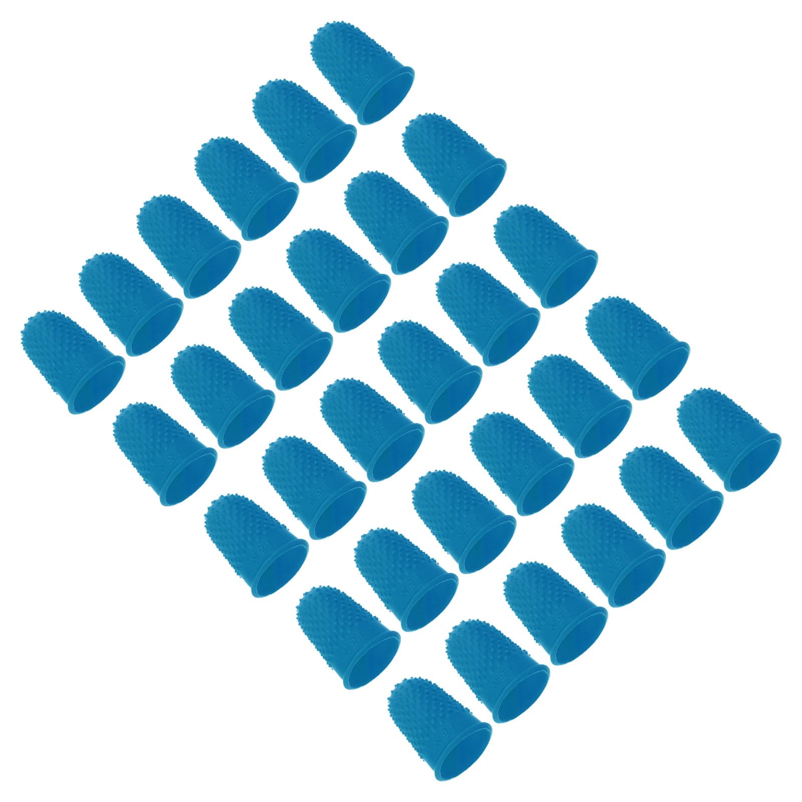 PATIKIL Rubber Finger Tips, 30 Pack Silicone Thumb Fingertip Protector Finger Cots Covers Guard Pads Thimble Grips for Office Counting Sewing, Blue M Size