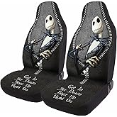 GENANY Nightmare Skellington Ghost Universal Car Seat Covers for Trucks Sedans SUVs – 2 Pack, Durable and Breathable Bucket Seat Covers, Protective Automotive Interior Accessories, Car Decor