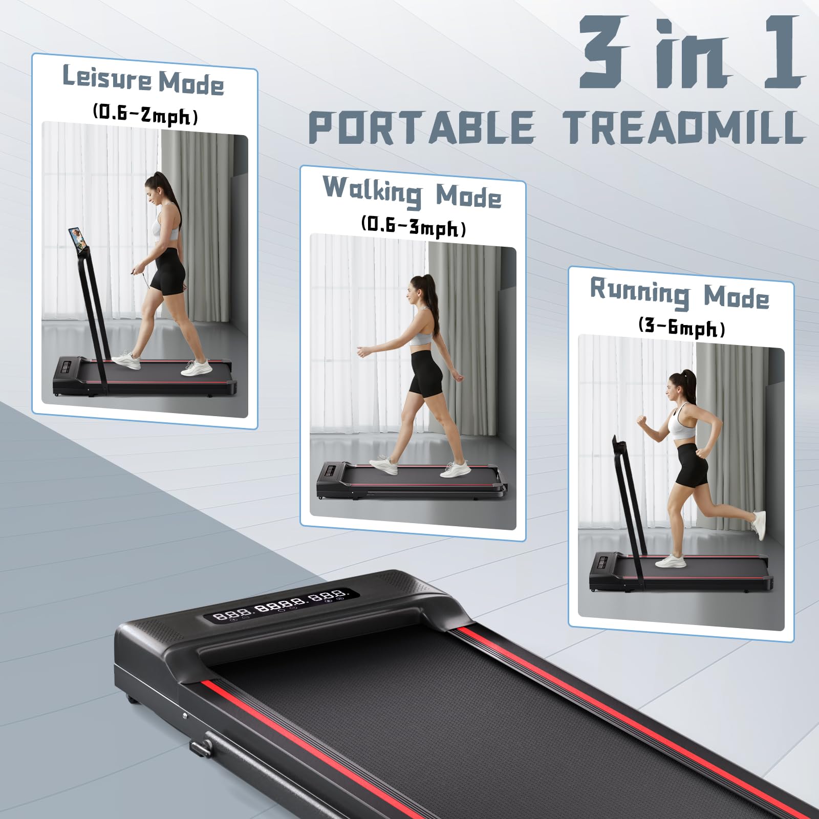 Sperax Walking Treadmill Pad with APP, 3 in 1 Under Desk Treadmill, 400W Low Noise Walking Vibration Pad with Remote Control,Portable Treadmills for Home Office