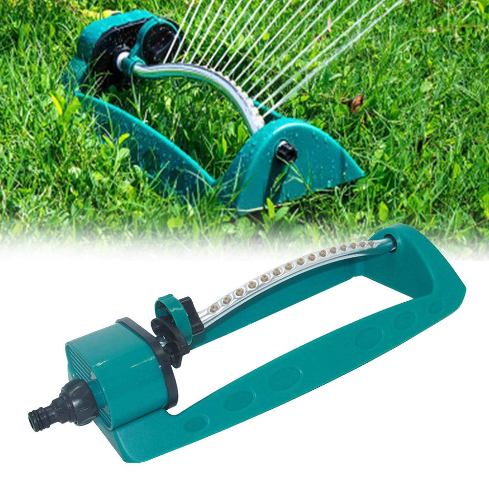 Bestine 15 Holes Oscillating Lawn Sprinkler for Large Surfaces, 4 Gear Adjustable Sprinkling Range Reach 8 - 10 m, Grey-Green, Multicolored for Lawn Garden Vegetables Agriculture