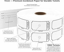 Tacticai 1000 Raffle Tickets, Blank, White