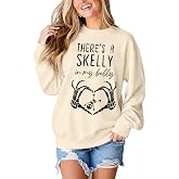 Halloween Maternity Sweatshirt Women Skeleton Pregnancy Sweatshirts | Women X-Ray Skeleton Sweatshirt Spooky Skull Sweatshirt Fall Pregnancy Announcement Pullover Tops Funny Skeleton Pregnant Top