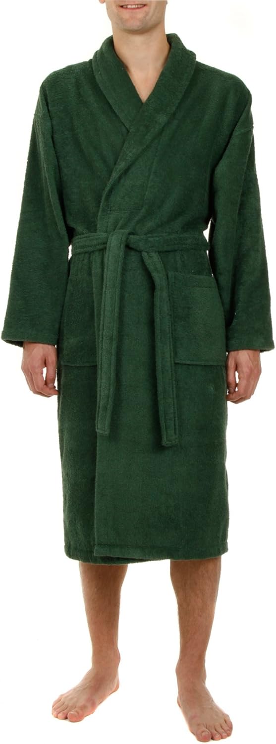 John Christian Men's Luxury Bathrobe, Cotton Terry Towelling Forest