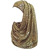 Sparkle Shimmer Gold Glitter Women's Hijab Muslim Head Wrap Scarf Shawl Lightweight
