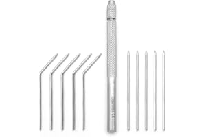Edu-Labs Dissecting Teasing Needle with Metal Adjustable Holder Set with Straight and Angled Points (Bundle of 12)