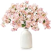 TOCHGREEN Artificial Cherry Blossom Branches 6PCS Fake Flowers Artificial Faux Silk Flowers Plum Tree Blossom Fake Plants Arrangement for Spring DIY Home Wedding Table Office Vase Decor (Pink)