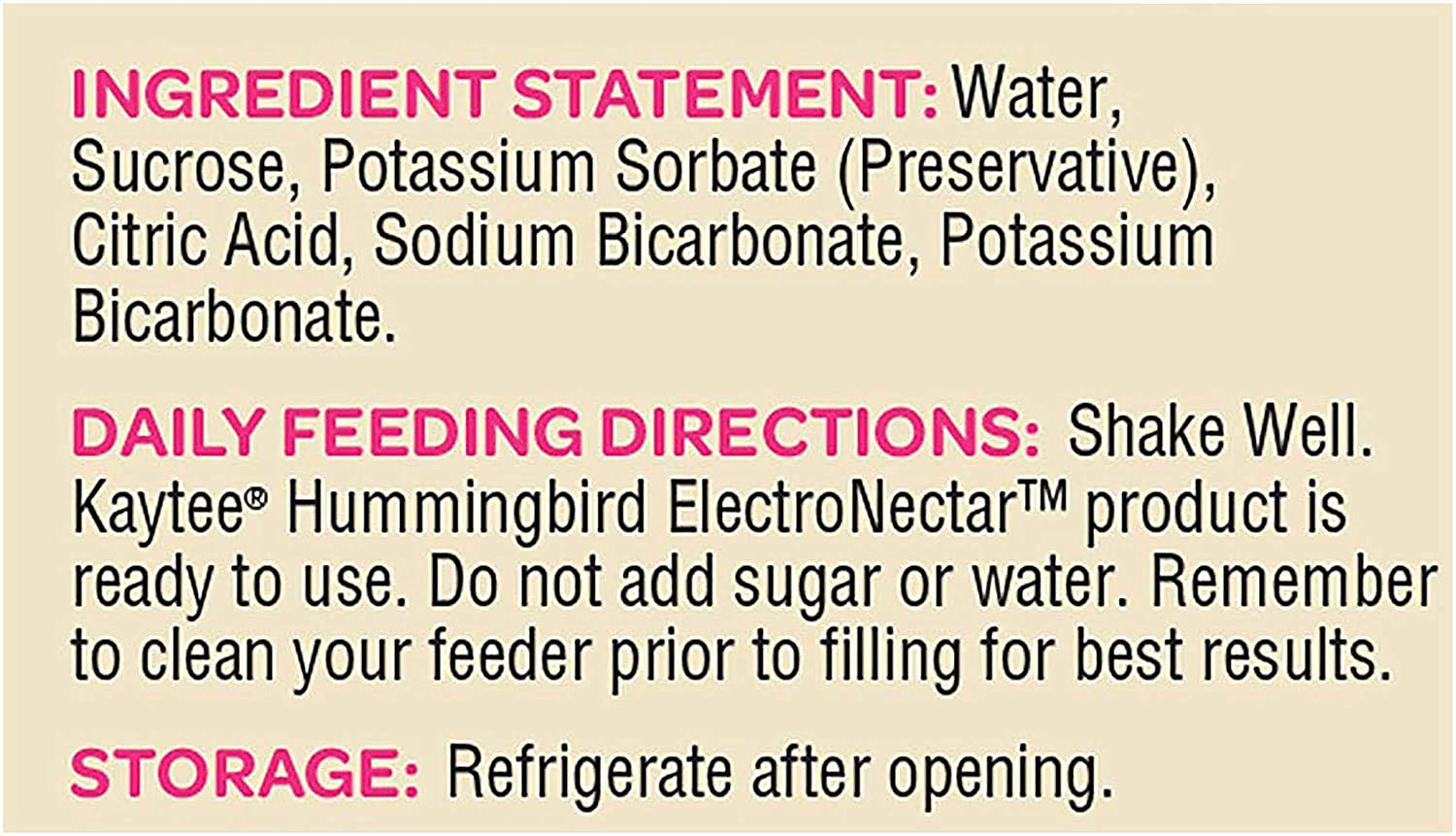 Kaytee 100506148 Electro Nectar Ready to Use Hummingbird Food, 64 oz. (2 Pack(64oz)) : Industrial & Scientific