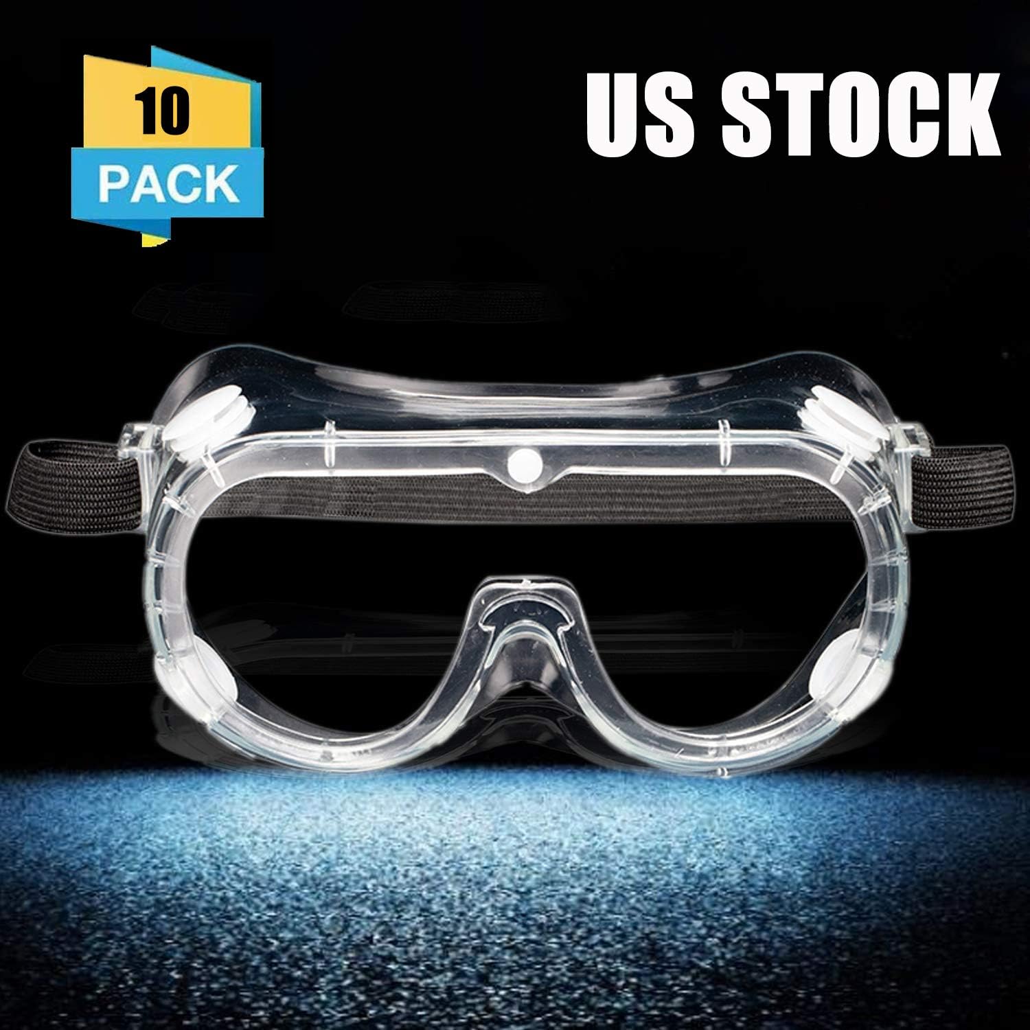 10 Pack Virus Goggles Safety Protective Goggles, Anti-Fog Crystal Clear Eye Protection,Dust-Proof Breathable Laboratory Dustproof Glassess,Splash Eyewear,Medical Surgical Goggle for Unisex Use