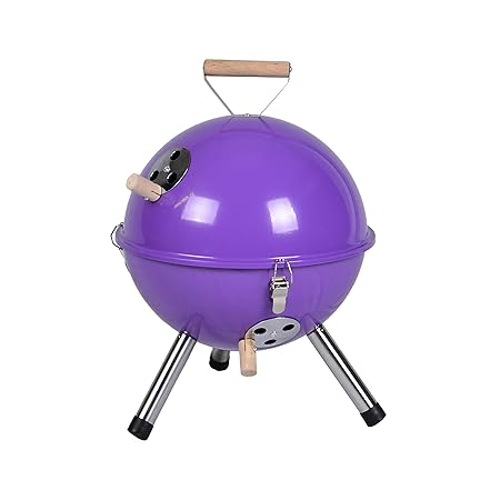 Mini Grill Kugelgrill Holzkohlegrill für Garten Terrasse Camping Festival Picknick BBQ Barbecue Ø 30 cm lila