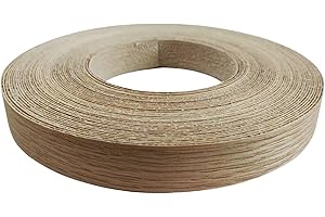EBPSNEER Real White Oak Wood Veneer Edge Banding Roll,7/8 Inch ×50ft,Preglued Iron On Edging Band with Hot Melt Self Adhesive-Plywood Edgebanding Flexible Wood Tape for Laminate Furniture Repair