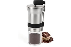 MATRJESTICE Manual Coffee Grinder with Ceramic Burr, 1.12oz Capacity Handheld Mill for Espresso, Drip, French Press, Cold Brew,with 6 Adjustable Settings & Quiet & Portable Coffee Bean Grinder for Home Use