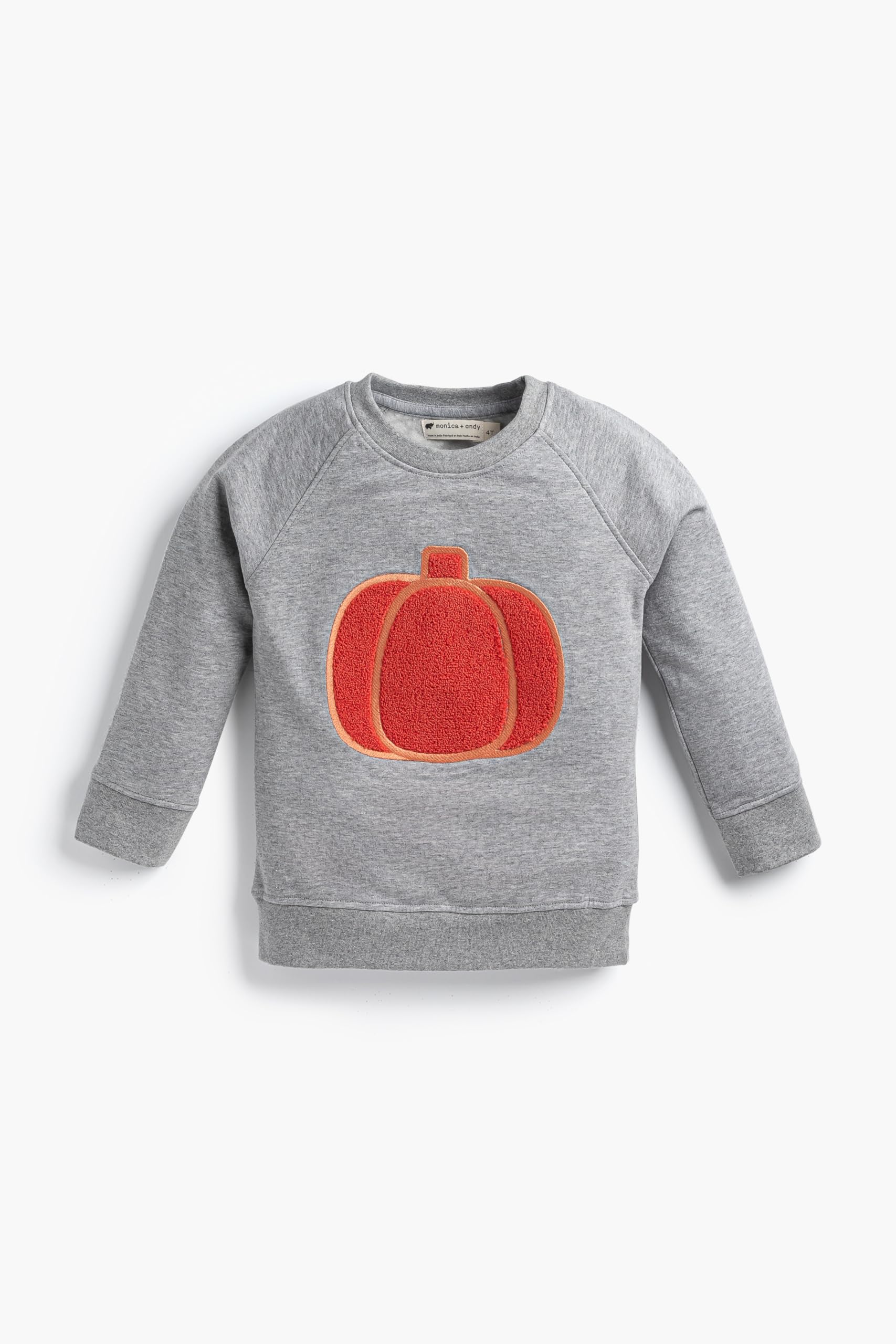 monica + andy Embroidered Crewneck Sweatshirt, Size 6/7, Pumpkin Pie Slice, 100% Organic Cotton Clothes for Girls & Boys, Sustainable Super Soft Fabric, Sizes for Kids, Toddler & Infant