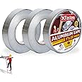 XFasten Aluminum Foil Tape for Ductwork 1 Inch x 55 Yards 3-Pack (495 Feet) 3.6mil Aluminum Tape for Ductwork Heavy Duty Dryer Vent Tape Foil and Seal HVAC Tape for Ducts, High Temp HVAC Duct Tape