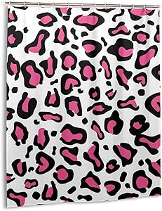 IDNUYIA Alligator ABC Shower Curtain,Hot Pink Animal Leopard Print Shower Curtain Liner Window Curtains with 12 Hooks Waterproof Decor Props Bathroom 60 Inch X 72 Inch
