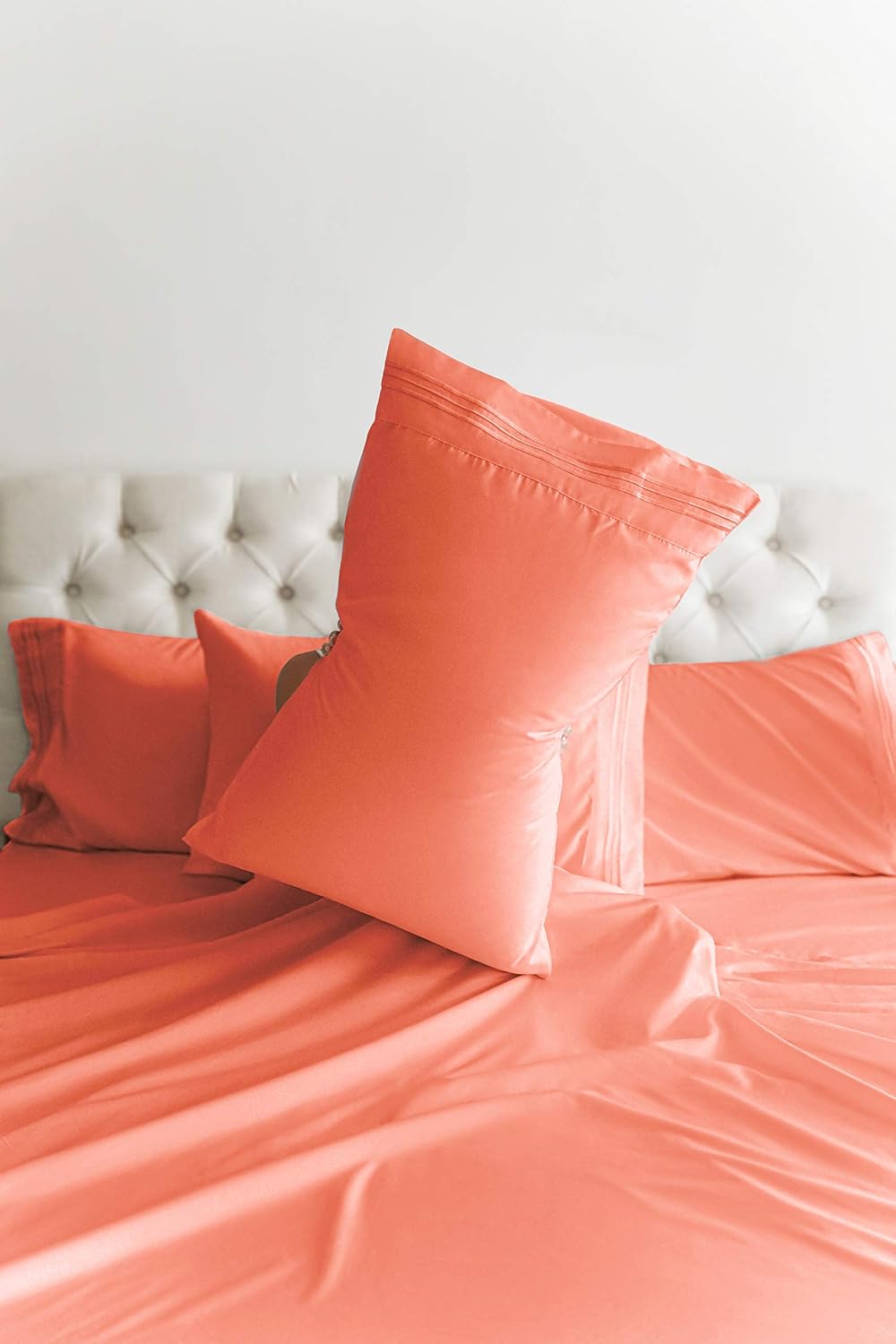 California King Size Sheet Set - 6 Piece Set - Hotel Luxury Bed Sheets - Extra Soft - Deep Pockets - Easy Fit - Breathable & Cooling - Wrinkle Free - Comfy - Coral Bed Sheets - Cali Kings Sheets: Home & Kitchen