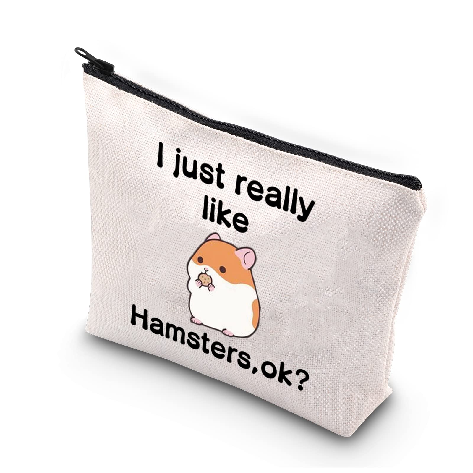 PLITI Hamster Makeup Bag Hamster Lover Gift Hamster Cosmetic Bag for Hamster Mom Hamster Owner (Really Like hamstersU)