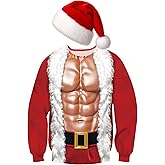 Croloose Ugly Christmas Sweatshirt with Santa Hat for Women Men Funny Graphic Pullover Sweatshirt Comfort Velvet Xmas Hat