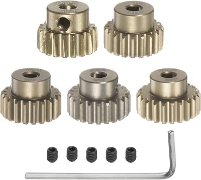 sourcing map M0.6 Pinion Gear Set 3.175mm Shaft 18T-22T Aluminum Alloy RC Car