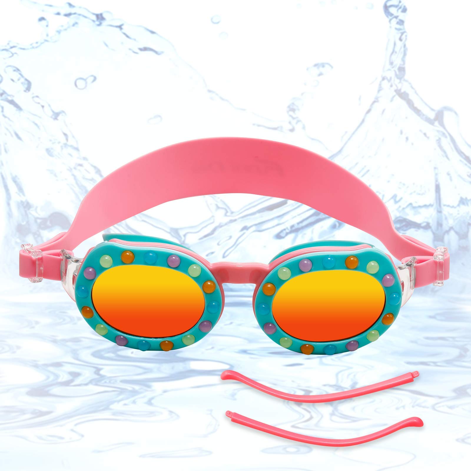 Funní Día 2-in 1 Children Swimming Goggles and Polarized Sunglasses, No Leaking Anti-Fog Clear Vision Swim Goggles UV Protection Sunglasses for Kids 6-14 MM-9905