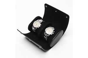 LONGJET CRAFTING THE CORE LJ Longjet Watch Roll Travel Case for Men Portable Watches Organizer Box with Removable Velvet Pillow Holder (2 Slot Black Cross)