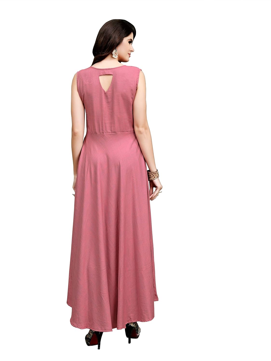 florely women's reyon cotton stiched fancy anarkali long gown(pink_stiched)