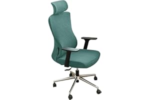 EVOLLER Ergonomic Office Chair Cover with Headrest Covers Green Jacquard Stretch Desk Chair and Headrest Slipcovers Washable