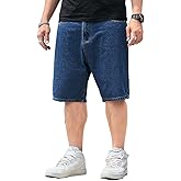 HBER Mens Plus Size Denim Shorts Casual Wide Leg Jorts Baggy Jean Shorts with Pockets Big and Tall