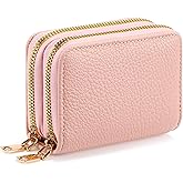 FALAN MULE Credit Card Holder for Women Double Zipper Small Leather Card Case Wallet