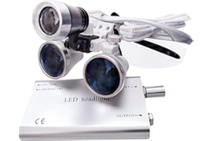 Global-Dental Portable 3.5X 420mm Surgical Binocular Loupes Optical Glass+LED Headlight Sliver