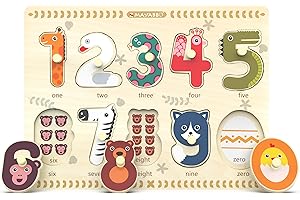 Z MAYABBO Puzzles for Toddlers 2-4, Wooden Puzzle for Toddlers, Wood Peg Puzzle for Preschool Kids, Number Learning Puzzles Baby Board Toys, 1 2 3 Shape Knob Puzzle for Girls Boys 18Months and Up