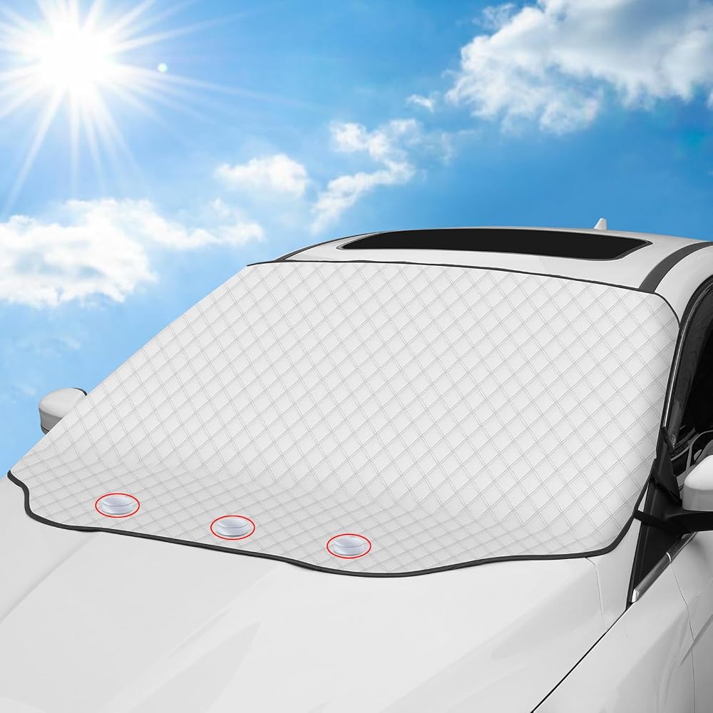 Tevlaphee Windscreen Sun Shade 197x128cm 3 Magnets UV Block Foldable