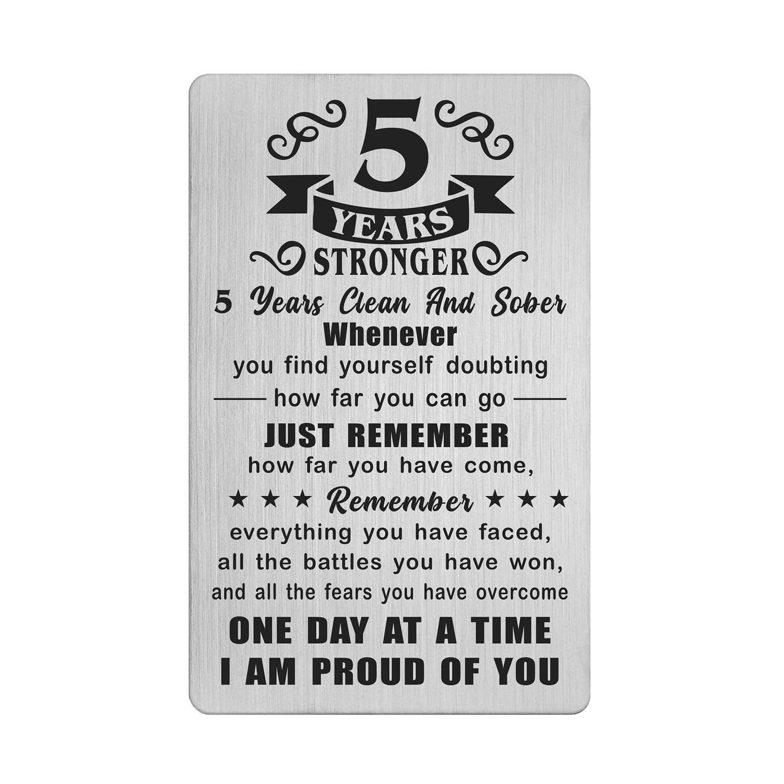 Richesele 5 Year Sober Card - 5 Year Sobriety Gifts for Women Men - 5 Year Clean and Sober Gifts - 5 Yr Addiction Recovery Wallet Cards Token
