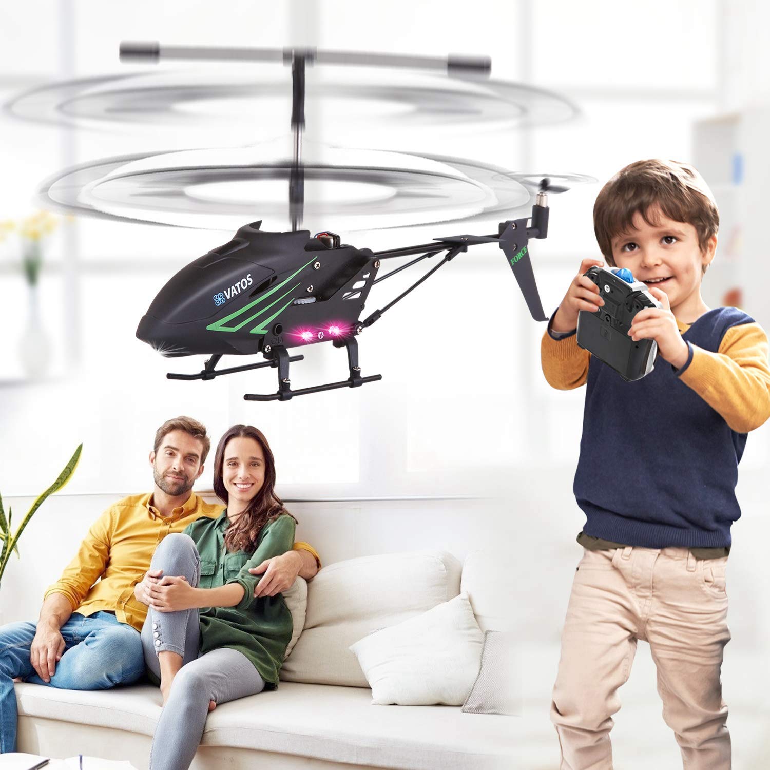 VATOS RC Helicopter, Remote Control Helicopter with Gyro and LED Light