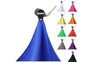 ZOEA Magnetic Towel, Magnetic Clip for Golf Towel, Microfiber Fabric Waffle Pattern Towels Industrial Strength Magnet for Strong Hold to Golf Carts or Clubs (1, Blue)
