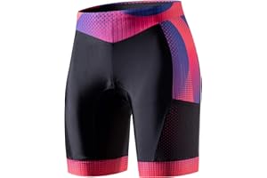 MY KILOMETRE Womens Triathlon Shorts 8” Inseam Tri Shorts with Side Pockets Adjustable Drawstring