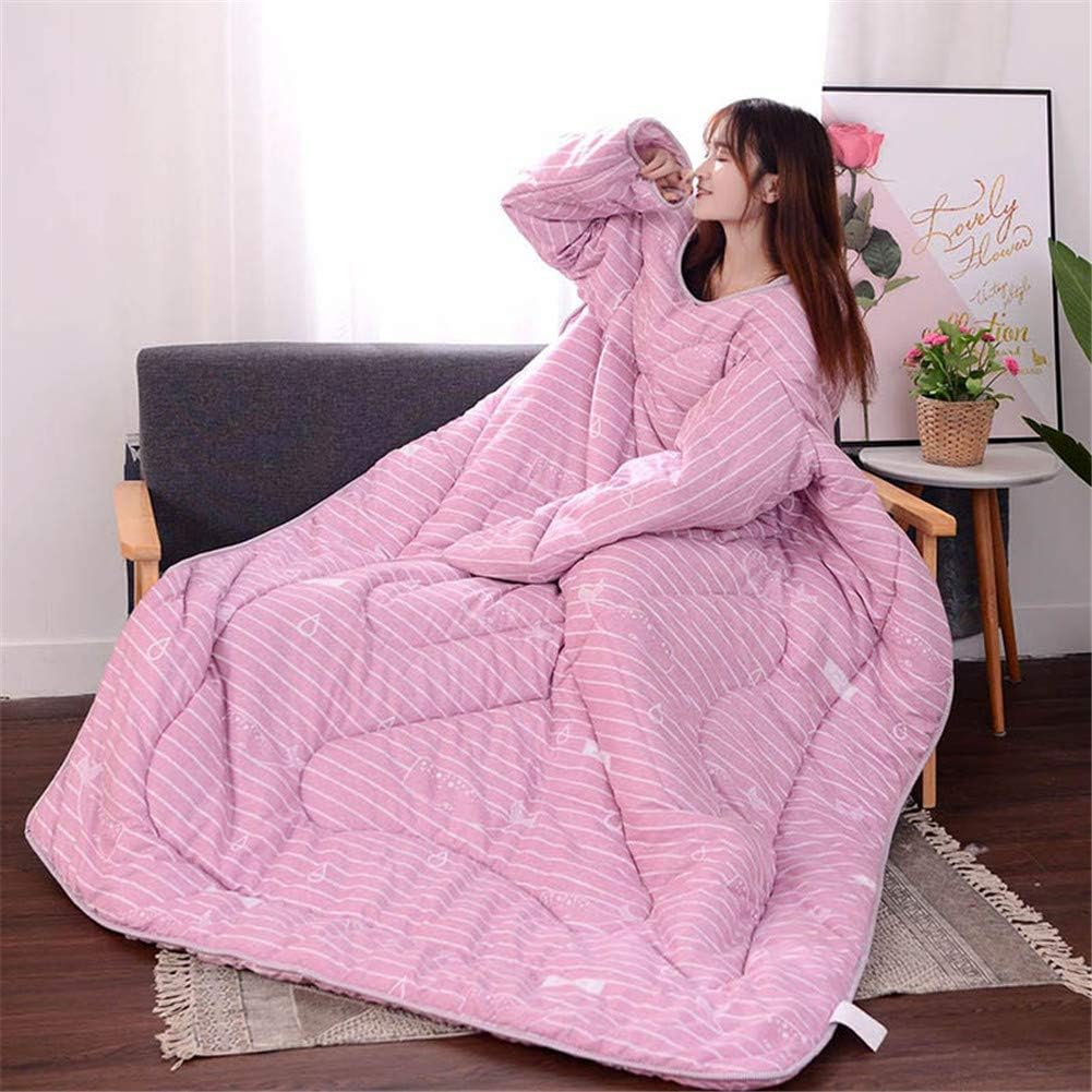 Klinkamz Multifunction Lazy Quilt with Sleeves Winter Warm Thickened Washed Quilt Blanket (Pink Little whale, 120cmx160cm)