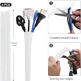 Soulwit 200Pcs Cable Management Kit 4 Sleeves 37 Clips 7 Holders 100 Ties view 2