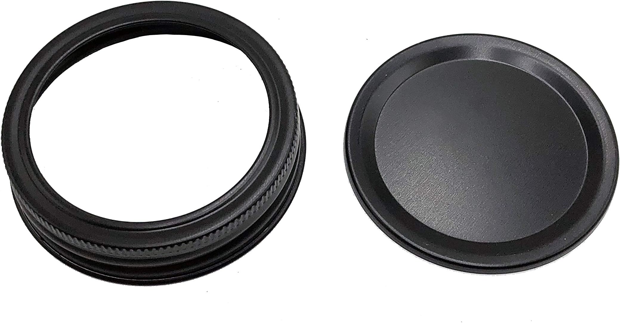 THINKCHANCES Black Rust Proof Ring with Air Tight Aluminum Insert Lid with Silicone Sealing Linear for Regular Mouth Transform Mason Ball Canning Jars (12 Pack, Regular Mouth)