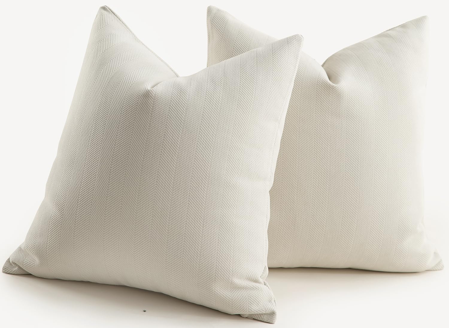 Mandioo Pack of 2 Chenille Cushion Covers Soft Comfortable Durable Throw Pillow Cases for Home Decor Sofa Couch Living Room Bedroom 22x 22 Inch 55x55 cm Cream White