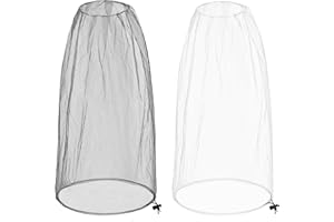 JAYRUIMICE 2 Pack Ultra Large Mosquito Net 42x25 Inches Mosquito Head Net Oversized Insect Netting Bug Fits Most Hats for Gardening Hiking Fishing Traveling(Gray+White)
