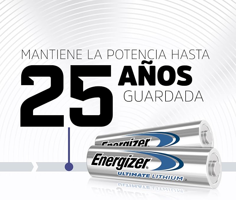Energizer Ultimate Lithium AA Batteries (Pack of 4) - Uma das pilhas AA mais duradouras do mundo - para dispositivos de alto consumo - embalagem 100% reciclável - 25 anos de vida útil