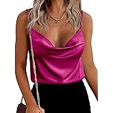 Zeagoo Women's Cowl Neck Satin Camisole Sleeveless Sexy Spaghetti Strap Silk Cami Backless Tank Tops Halter Basic Tank Shirts