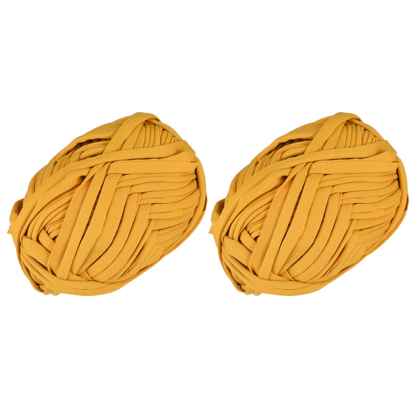 uxcell Elastic Fabric Cloth Yarn, 7oz/ 200g T Shirt Crochet Yarns for DIY Bag Carpet Cushion 2 Rolls, Dark Yellow