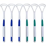 Tongue Cleaner by Ashtonbee (6-Piece) - High-Quality Plastic, Gentle Bacteria Inhibiting Scraper, Easy to Use Antimicrobial Sweeper, Colours May Vary, Maintain a Healthy Mouth Today!