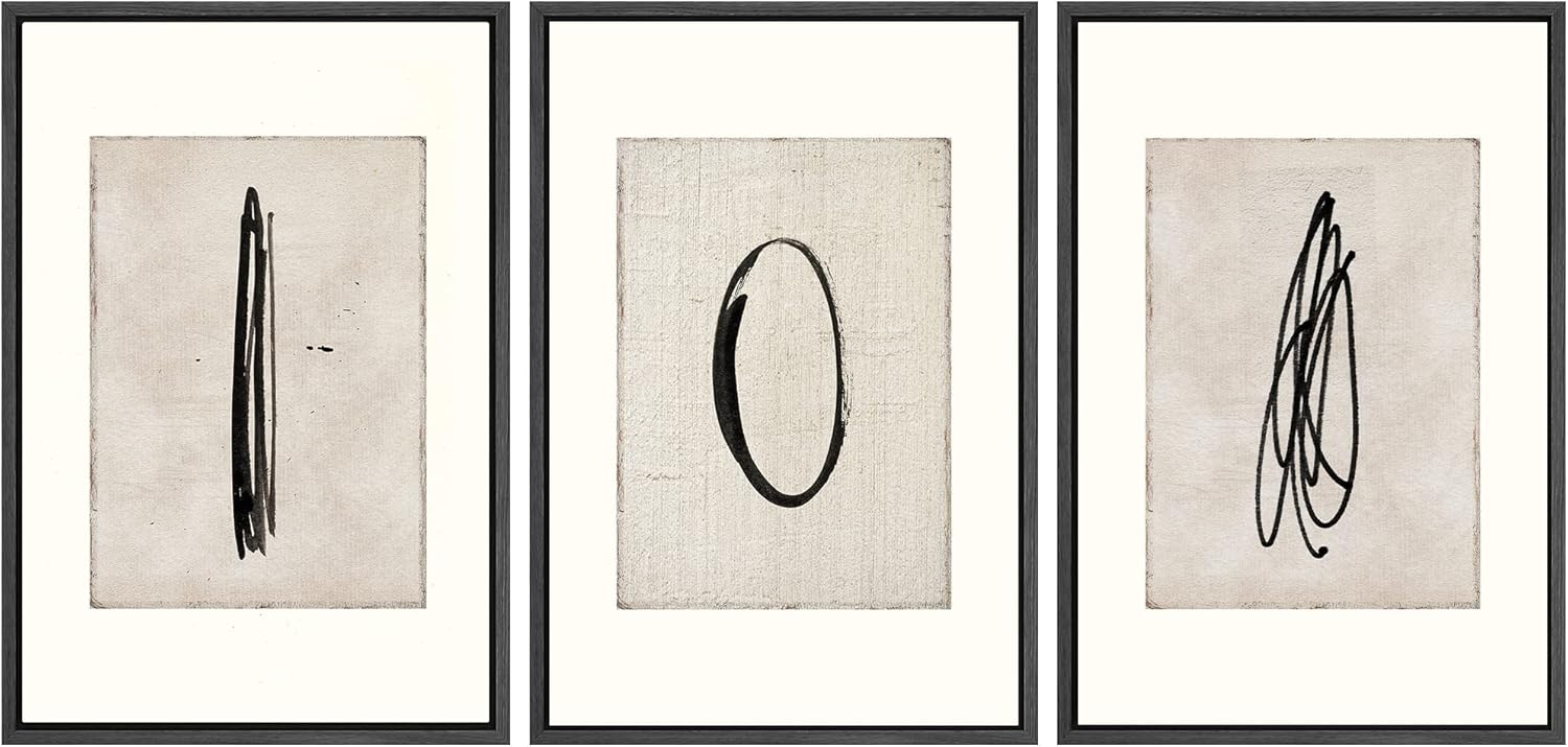 Wall Décor - SIGNWIN Framed Canvas Print Wall Art Set Mid-Century Modern Paint Strokes Abstract Shapes Illustrations Modern Art Decorative Multicolor for Living Room, Bedroom, Office - 24