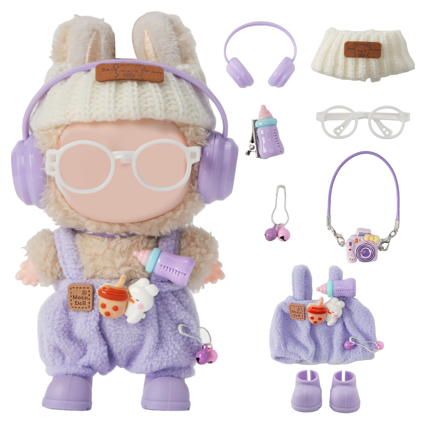 8-Piece Set Dolls Clothes(NO Doll), 17cm Dolls Cute Outfit Accessories, Small Clothes Set for Doll, Gift for Women(Purple)