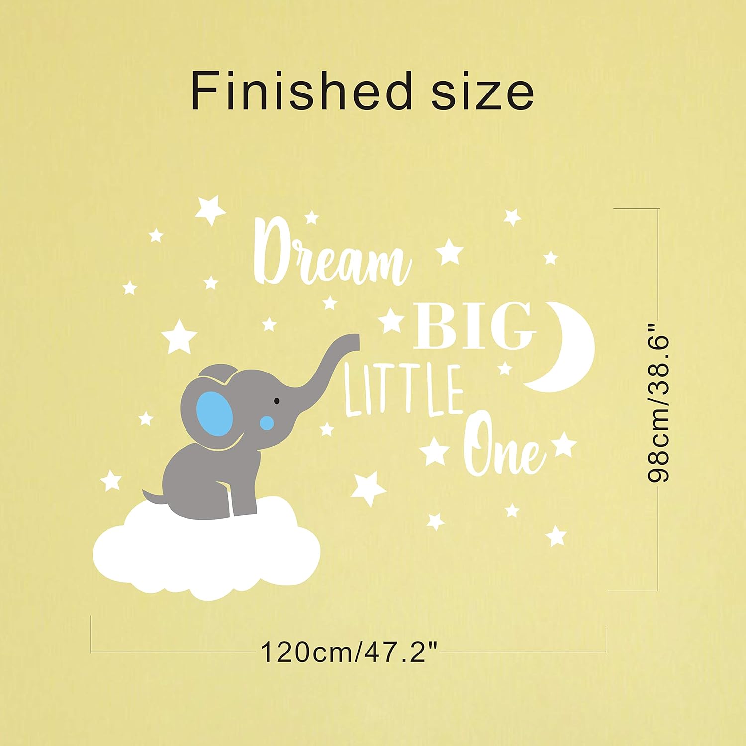Dream Big Little One Elephant Wall Decal, Quote Wall Stickers, Baby Room Wall Decor, Vinyl Wall Decals for Children Baby Kids Boy Girl Bedroom Nursery Decor Y42 (Blue,White(Boy)): Home & Kitchen