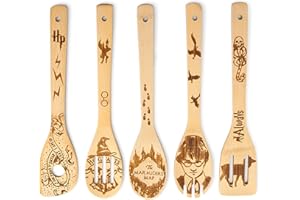Harry Potter Gifts - 5 Piece Wooden Utensils for Cooking,Harry Potter Kitchen Accessories,Bamboo Wooden Spoon for Harry Potte